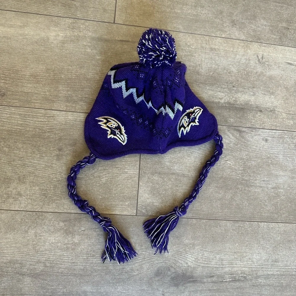 NFL Baby Baltimore Ravens Purple/Black Jacquard Tassel Knit Hat with Pom